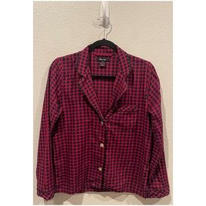 MADEWELL Red Gingham Plaid Button Down Pajama Top